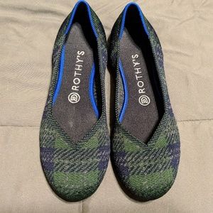 Rothy's Blue and Green Tartan Plaid Size 8.5